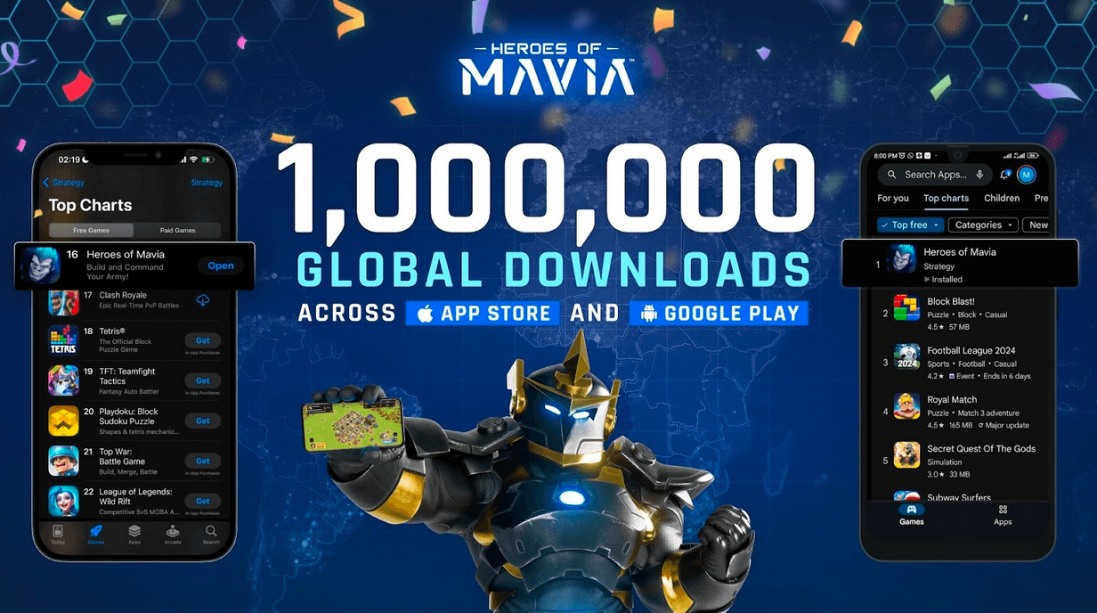 Heroes of Mavia supera el millón de descargas y domina las clasificaciones mundiales de la App Store antes del lanzamiento del token