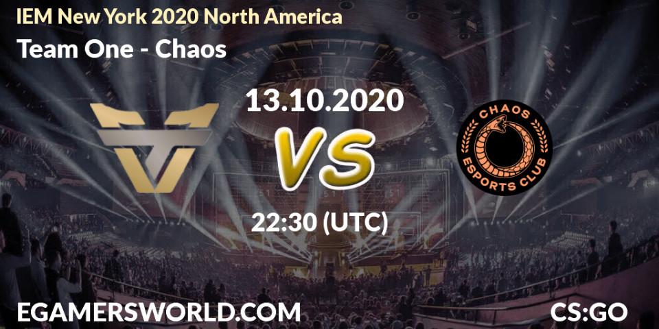 Pronóstico Team One - Chaos. 13.10.2020 at 22:30, Counter-Strike (CS2), IEM New York 2020 North America