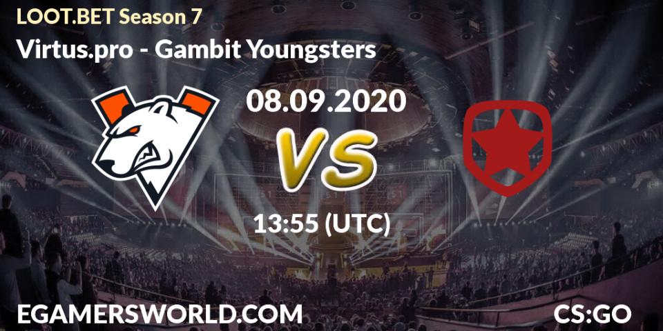 Pronóstico Virtus.pro - Gambit Youngsters. 08.09.2020 at 13:55, Counter-Strike (CS2), LOOT.BET Season 7