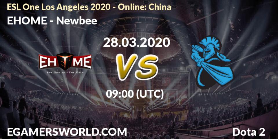 Pronóstico EHOME - Newbee. 28.03.20, Dota 2, ESL One Los Angeles 2020 - Online: China