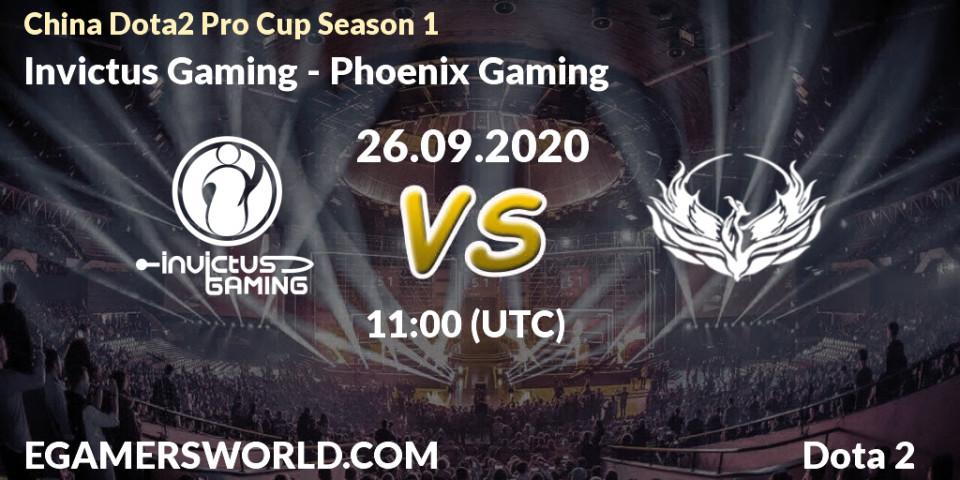 Pronóstico Invictus Gaming - Phoenix Gaming. 26.09.2020 at 09:59, Dota 2, China Dota2 Pro Cup Season 1