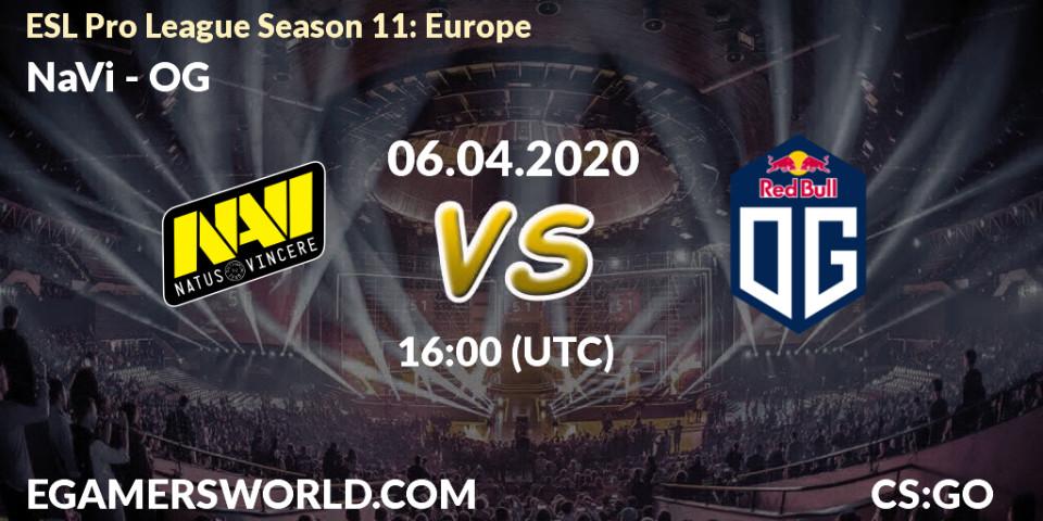 Pronóstico NaVi - OG. 06.04.2020 at 16:50, Counter-Strike (CS2), ESL Pro League Season 11: Europe