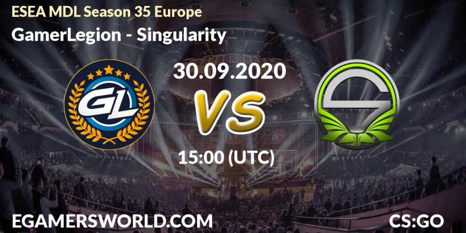 Pronóstico GamerLegion - Singularity. 30.09.2020 at 15:00, Counter-Strike (CS2), ESEA MDL Season 35 Europe