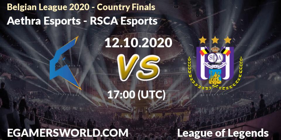 Pronóstico Aethra Esports - RSCA Esports. 12.10.2020 at 17:41, LoL, Belgian League 2020 - Country Finals