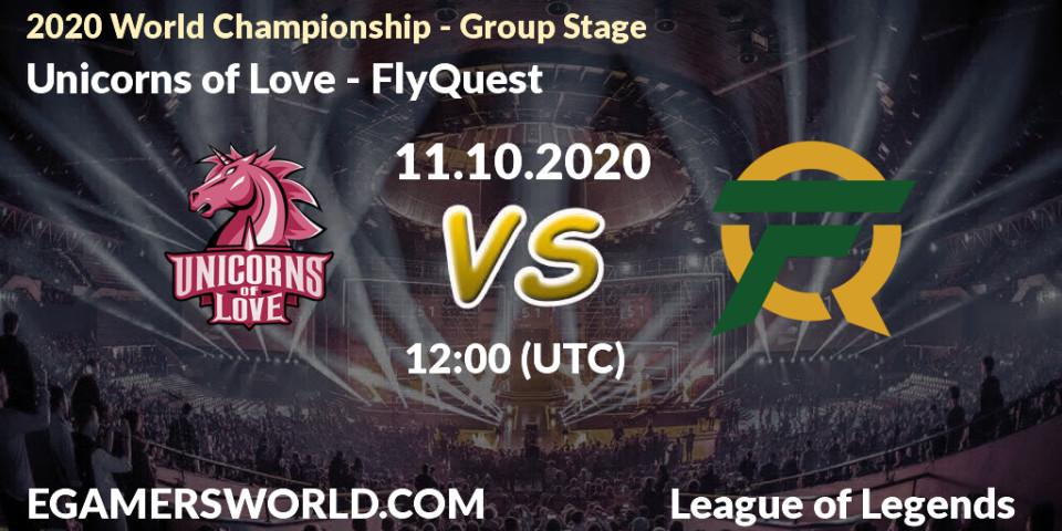 Pronóstico Unicorns of Love - FlyQuest. 11.10.20, LoL, 2020 World Championship - Group Stage