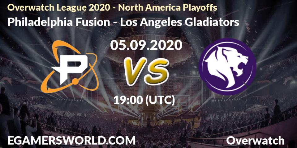 Pronóstico Philadelphia Fusion - Los Angeles Gladiators. 05.09.20, Overwatch, Overwatch League 2020 - North America Playoffs