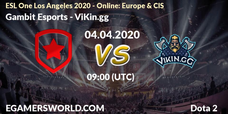 Pronóstico Gambit Esports - ViKin.gg. 04.04.2020 at 09:01, Dota 2, ESL One Los Angeles 2020 - Online: Europe & CIS