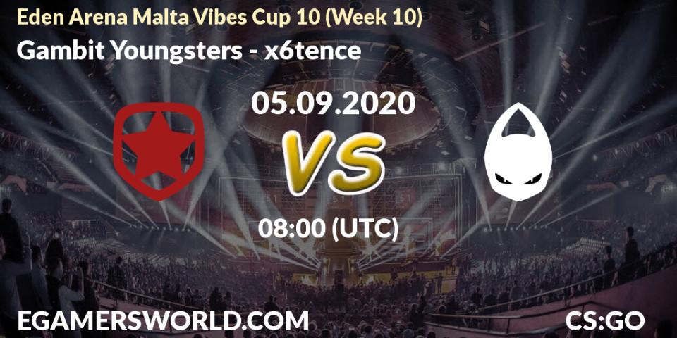 Pronóstico Gambit Youngsters - x6tence. 05.09.20, CS2 (CS:GO), Eden Arena Malta Vibes Cup 10 (Week 10)