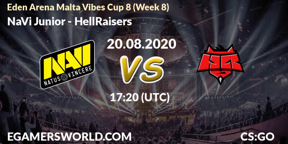 Pronóstico NaVi Junior - HellRaisers. 20.08.2020 at 17:20, Counter-Strike (CS2), Eden Arena Malta Vibes Cup 8 (Week 8)