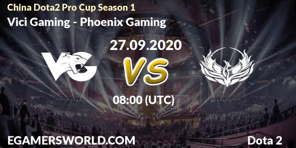 Pronóstico Vici Gaming - Phoenix Gaming. 27.09.2020 at 07:59, Dota 2, China Dota2 Pro Cup Season 1