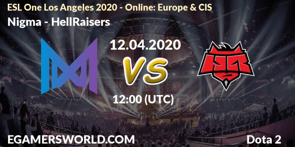 Pronóstico Nigma - HellRaisers. 12.04.2020 at 12:03, Dota 2, ESL One Los Angeles 2020 - Online: Europe & CIS