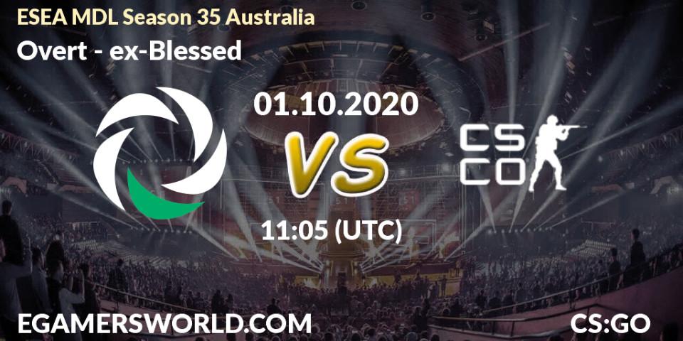 Pronóstico Overt - ex-Blessed. 01.10.2020 at 11:05, Counter-Strike (CS2), ESEA MDL Season 35 Australia