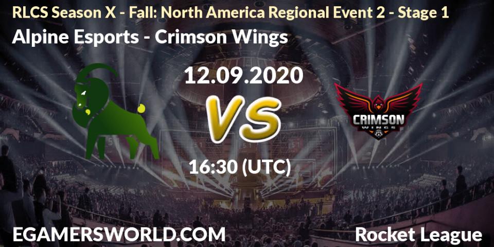 Pronóstico Alpine Esports - Crimson Wings. 13.09.2020 at 16:30, Rocket League, RLCS Season X - Fall: North America Regional Event 2 - Stage 1
