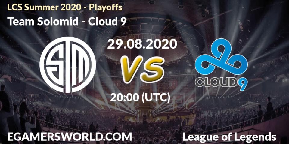 Pronóstico Team Solomid - Cloud 9. 29.08.2020 at 19:32, LoL, LCS Summer 2020 - Playoffs