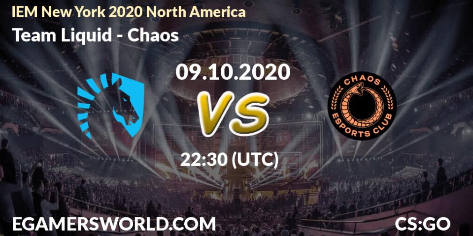 Pronóstico Team Liquid - Chaos. 09.10.2020 at 22:30, Counter-Strike (CS2), IEM New York 2020 North America