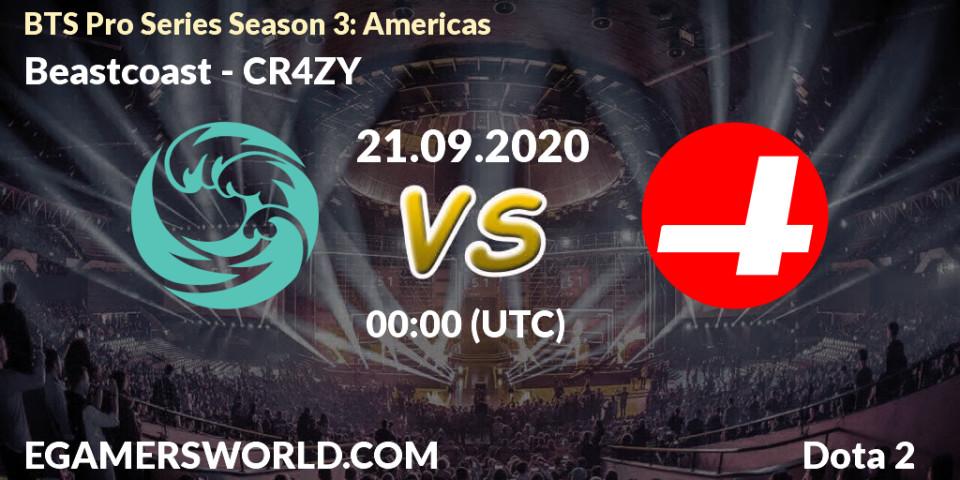 Pronóstico Beastcoast - CR4ZY. 20.09.2020 at 22:50, Dota 2, BTS Pro Series Season 3: Americas