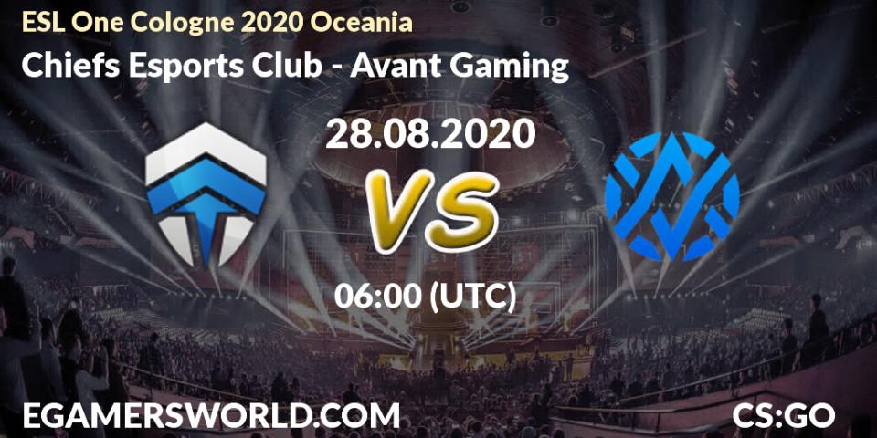 Pronóstico Chiefs Esports Club - Avant Gaming. 28.08.2020 at 06:00, Counter-Strike (CS2), ESL One Cologne 2020 Oceania
