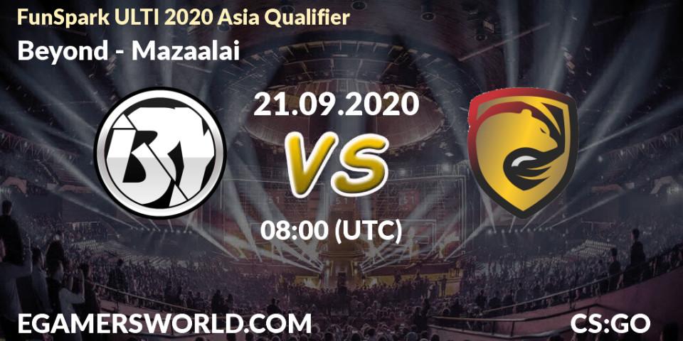 Pronóstico Beyond - Mazaalai. 21.09.2020 at 04:00, Counter-Strike (CS2), FunSpark ULTI 2020 Asia Qualifier
