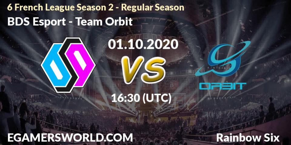 Pronóstico BDS Esport - Team Orbit. 01.10.2020 at 16:30, Rainbow Six, 6 French League Season 2 