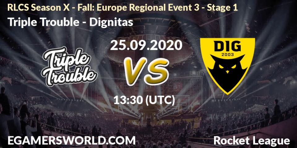 Pronóstico Triple Trouble - Dignitas. 25.09.2020 at 13:30, Rocket League, RLCS Season X - Fall: Europe Regional Event 3 - Stage 1