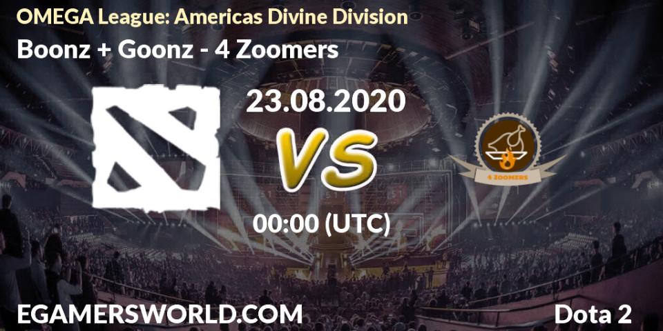 Pronóstico Boonz + Goonz - 4 Zoomers. 23.08.2020 at 00:51, Dota 2, OMEGA League: Americas Divine Division