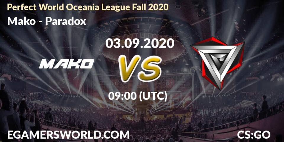 Pronóstico Mako - Paradox. 03.09.2020 at 11:45, Counter-Strike (CS2), Perfect World Oceania League Fall 2020