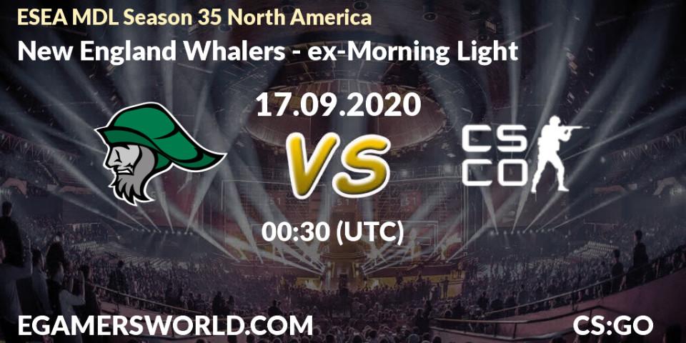 Pronóstico New England Whalers - ex-Morning Light. 17.09.2020 at 00:30, Counter-Strike (CS2), ESEA MDL Season 35 North America