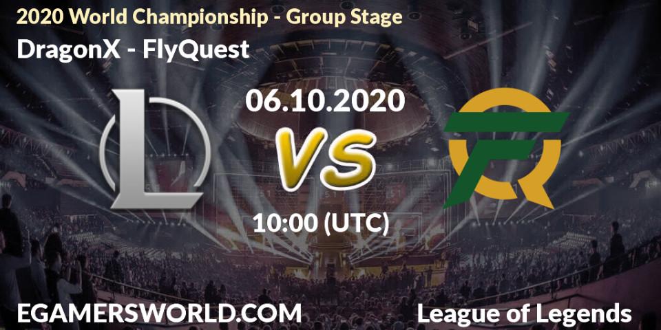 Pronóstico DRX - FlyQuest. 06.10.2020 at 10:00, LoL, 2020 World Championship - Group Stage