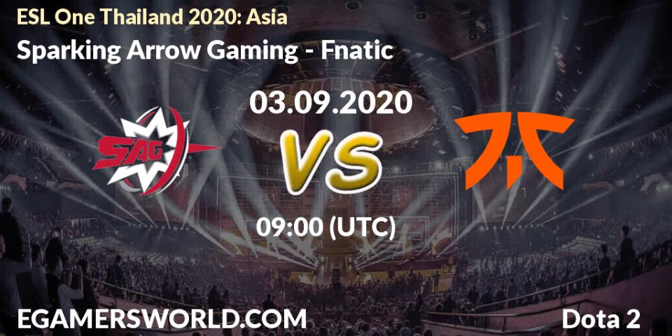 Pronóstico Sparking Arrow Gaming - Fnatic. 03.09.2020 at 08:34, Dota 2, ESL One Thailand 2020: Asia