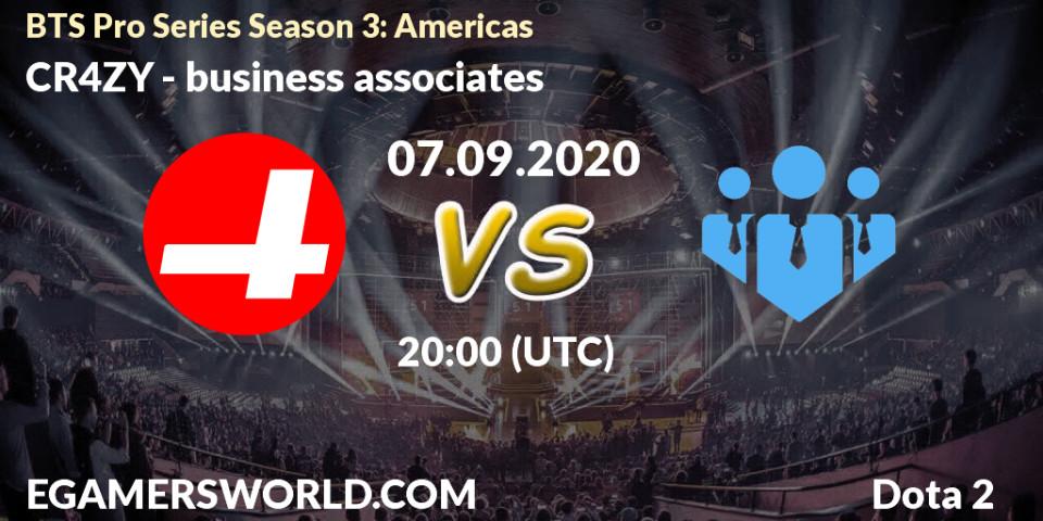 Pronóstico CR4ZY - business associates. 07.09.2020 at 20:00, Dota 2, BTS Pro Series Season 3: Americas
