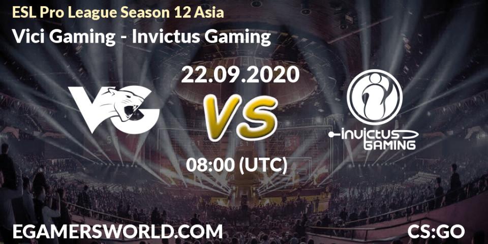 Pronóstico Vici Gaming - Invictus Gaming. 22.09.2020 at 08:00, Counter-Strike (CS2), ESL Pro League Season 12 Asia