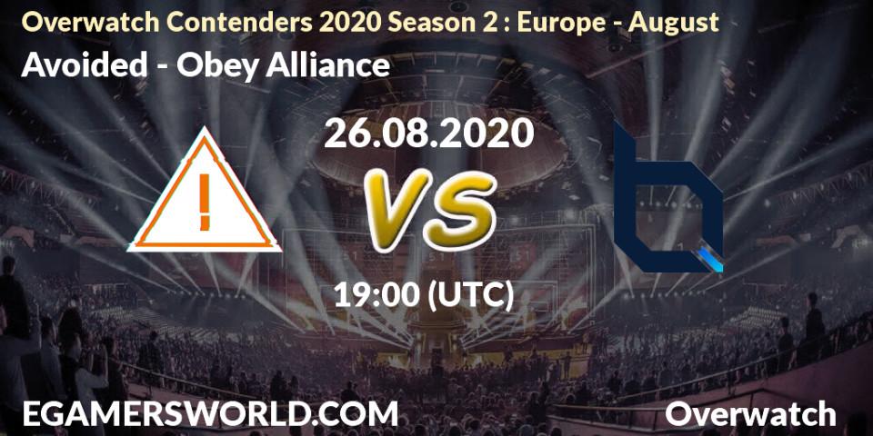 Pronóstico Avoided - Obey Alliance. 26.08.2020 at 19:00, Overwatch, Overwatch Contenders 2020 Season 2: Europe - August