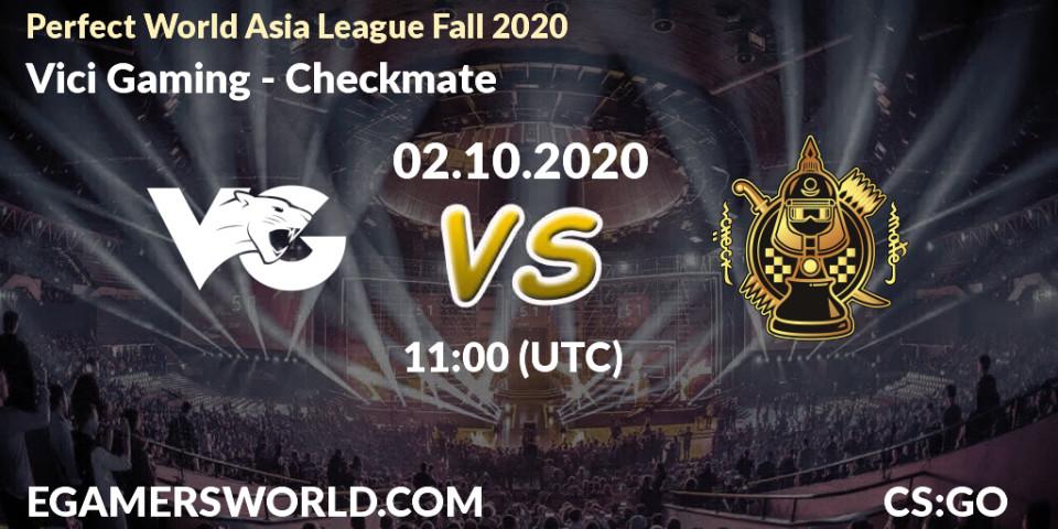 Pronóstico Vici Gaming - Checkmate. 02.10.2020 at 11:30, Counter-Strike (CS2), Perfect World Asia League Fall 2020