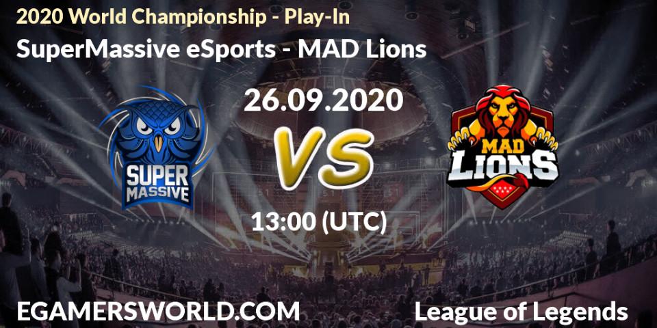 Pronóstico SuperMassive eSports - MAD Lions. 26.09.2020 at 13:00, LoL, 2020 World Championship - Play-In