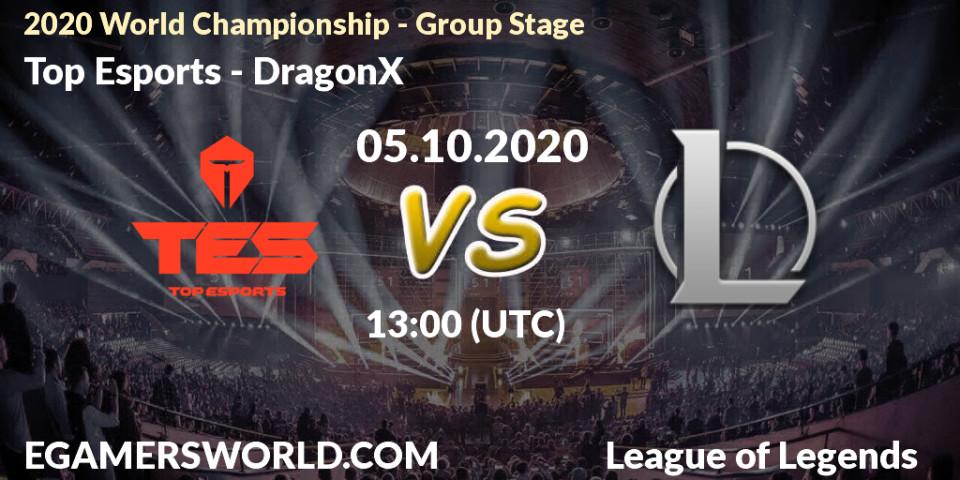 Pronóstico Top Esports - DRX. 05.10.2020 at 13:00, LoL, 2020 World Championship - Group Stage