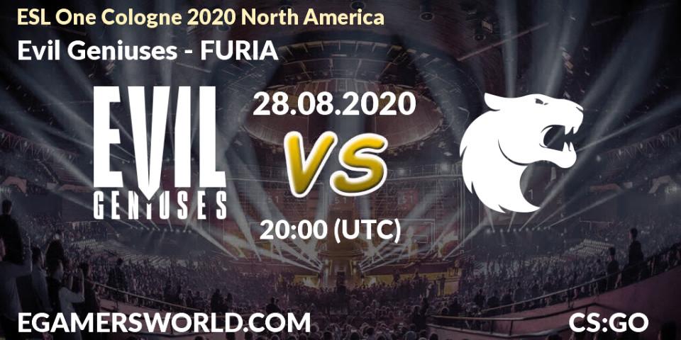 Pronóstico Evil Geniuses - FURIA. 28.08.2020 at 20:05, Counter-Strike (CS2), ESL One Cologne 2020 North America