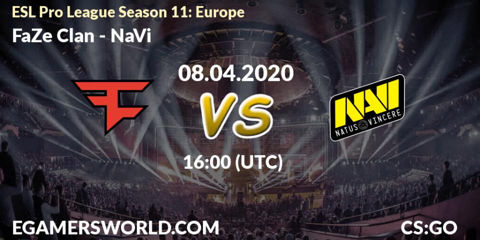 Pronóstico FaZe Clan - NaVi. 08.04.2020 at 16:00, Counter-Strike (CS2), ESL Pro League Season 11: Europe