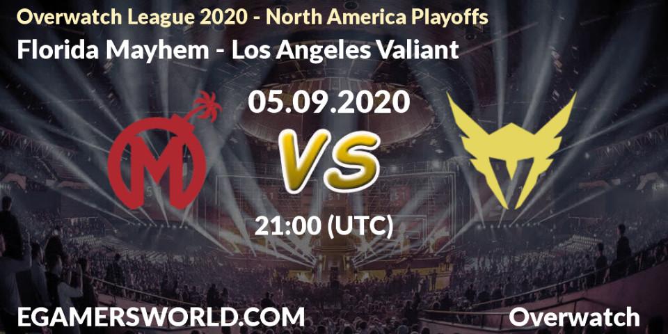 Pronóstico Florida Mayhem - Los Angeles Valiant. 05.09.2020 at 21:00, Overwatch, Overwatch League 2020 - North America Playoffs
