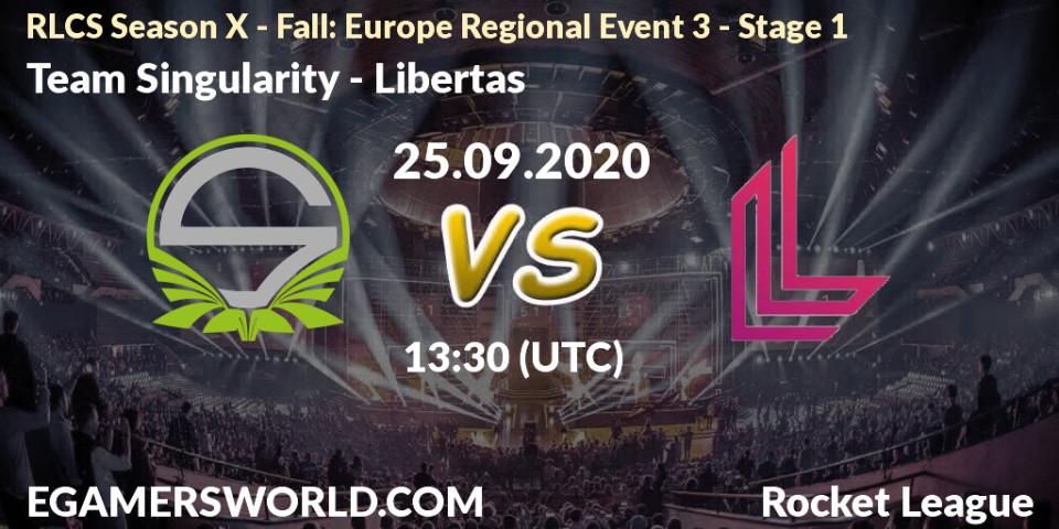 Pronóstico Team Singularity - Libertas. 25.09.2020 at 13:30, Rocket League, RLCS Season X - Fall: Europe Regional Event 3 - Stage 1