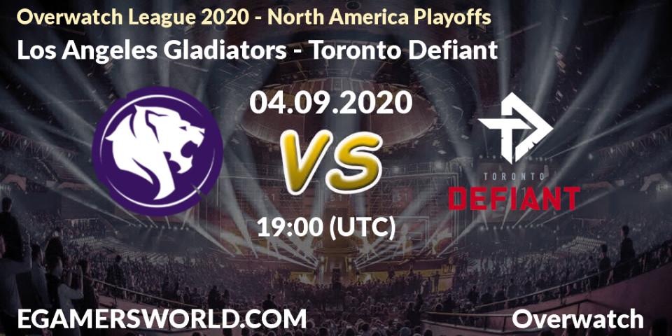 Pronóstico Los Angeles Gladiators - Toronto Defiant. 04.09.2020 at 19:00, Overwatch, Overwatch League 2020 - North America Playoffs