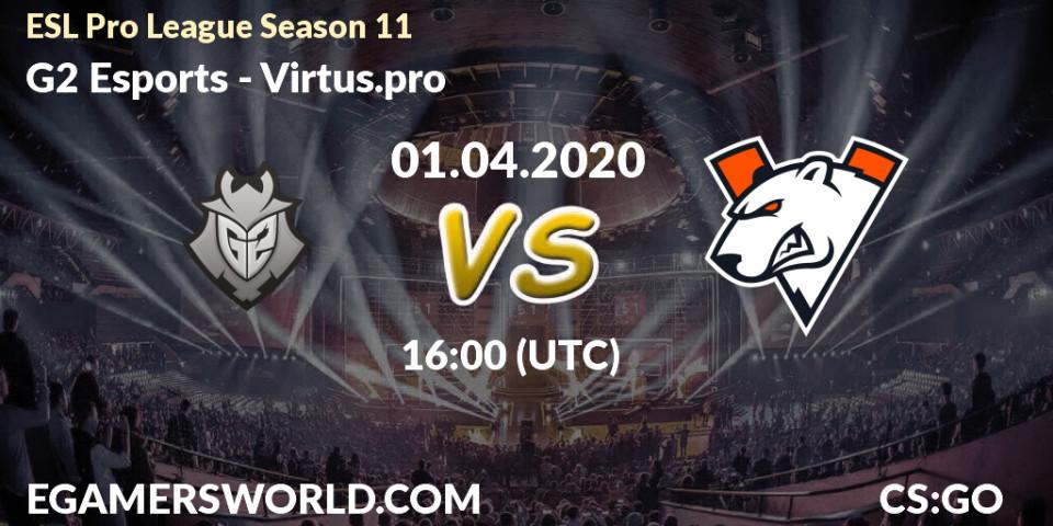 Pronóstico G2 Esports - Virtus.pro. 01.04.2020 at 16:00, Counter-Strike (CS2), ESL Pro League Season 11: Europe