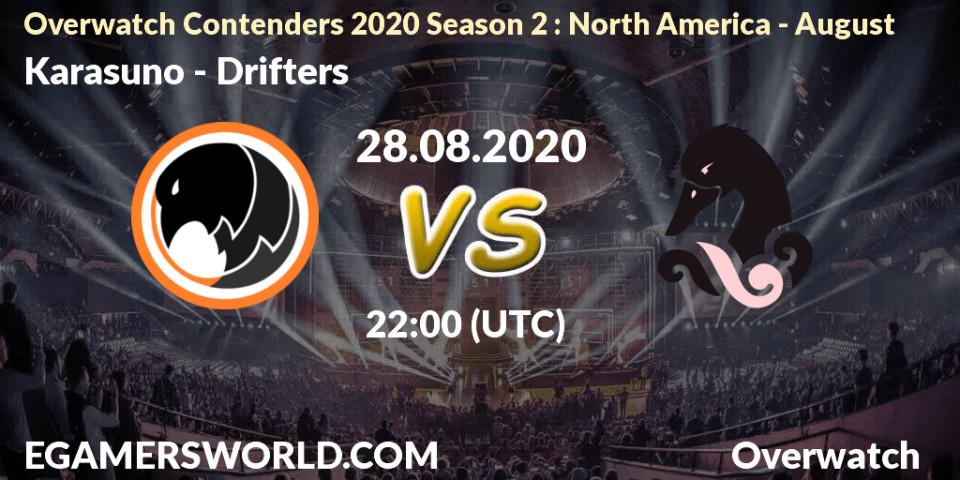 Pronóstico Karasuno - Drifters. 28.08.2020 at 22:30, Overwatch, Overwatch Contenders 2020 Season 2: North America - August