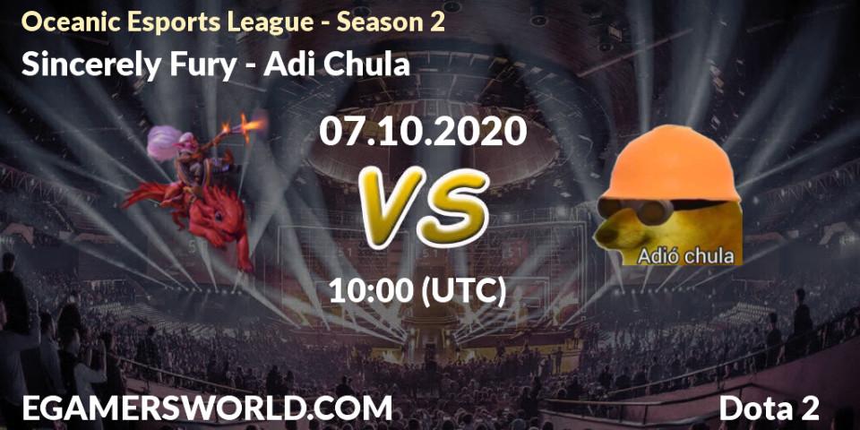 Pronóstico Sincerely Fury - Adió Chula. 07.10.2020 at 09:48, Dota 2, Oceanic Esports League - Season 2