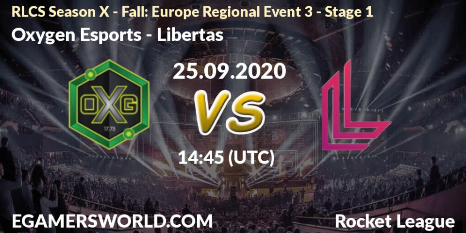 Pronóstico Oxygen Esports - Libertas. 25.09.2020 at 14:45, Rocket League, RLCS Season X - Fall: Europe Regional Event 3 - Stage 1