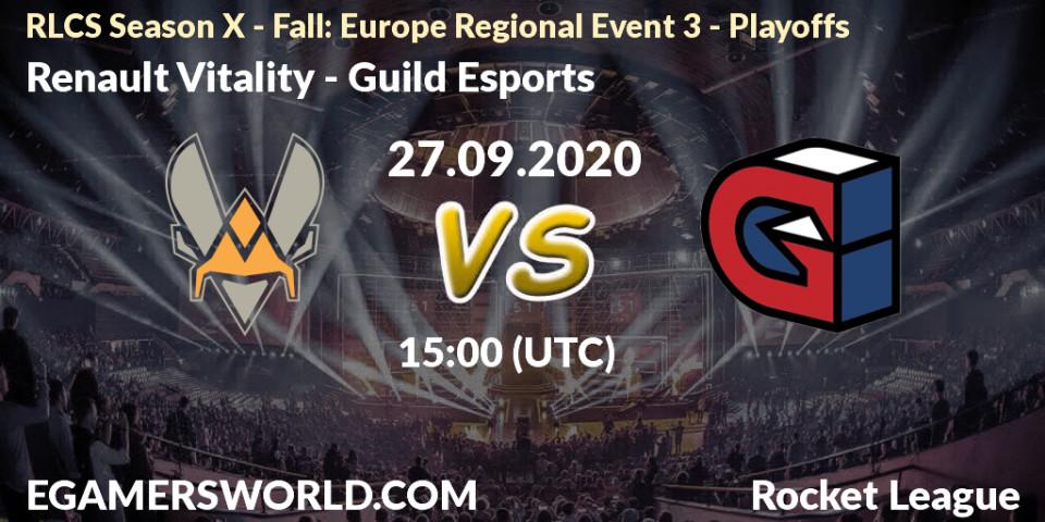 Pronóstico Renault Vitality - Guild Esports. 27.09.2020 at 15:00, Rocket League, RLCS Season X - Fall: Europe Regional Event 3 - Playoffs
