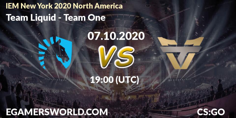 Pronóstico Team Liquid - Team One. 07.10.2020 at 19:25, Counter-Strike (CS2), IEM New York 2020 North America