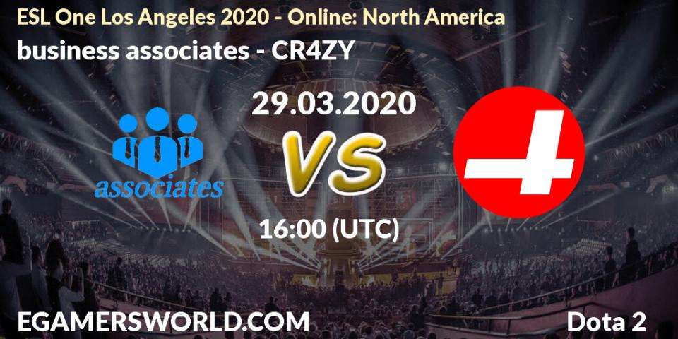 Pronóstico business associates - CR4ZY. 29.03.20, Dota 2, ESL One Los Angeles 2020 - Online: North America