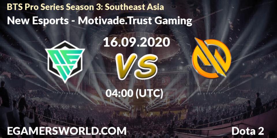 Pronóstico New Esports - Motivade.Trust Gaming. 16.09.2020 at 04:00, Dota 2, BTS Pro Series Season 3: Southeast Asia