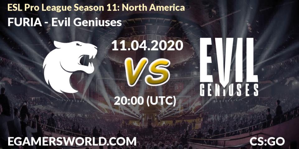 Pronóstico FURIA - Evil Geniuses. 11.04.2020 at 20:30, Counter-Strike (CS2), ESL Pro League Season 11: North America