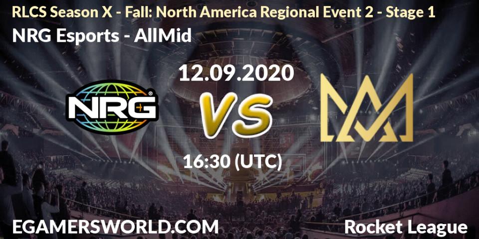 Pronóstico NRG Esports - AllMid. 13.09.2020 at 16:30, Rocket League, RLCS Season X - Fall: North America Regional Event 2 - Stage 1